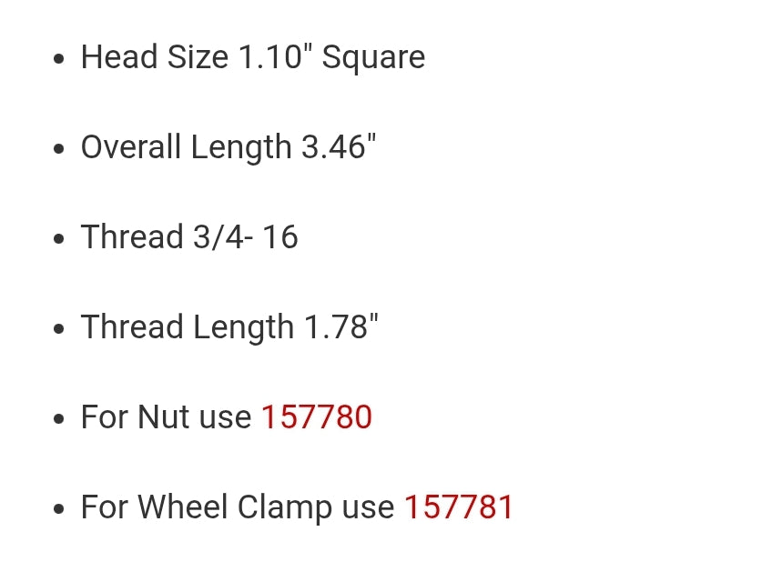 Wheel Clamp Bolt- Complete